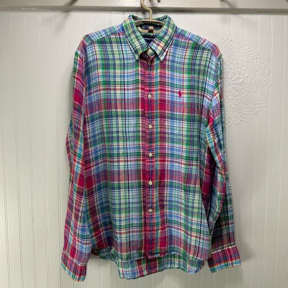 RALPH LAUREN SPORT youth boys long sleeve linen shirt